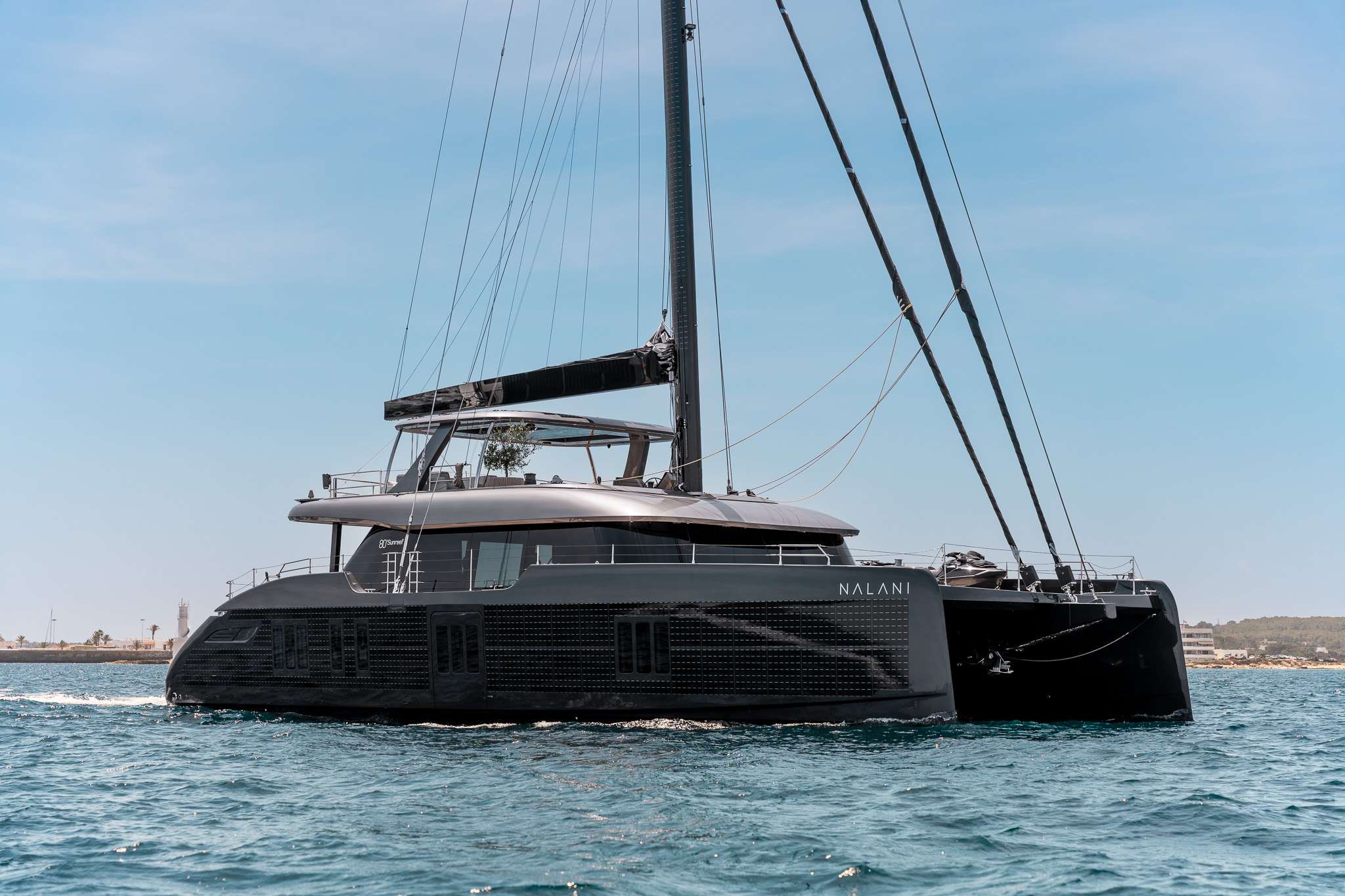 Nalani Sunreef 80 Eco at anchor in the Med