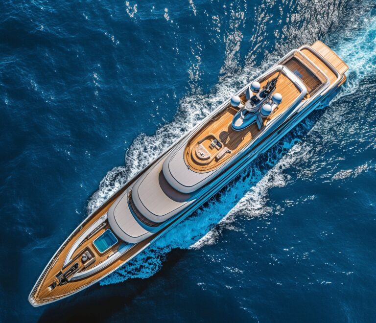 Giga yacht drone shot with a helipad