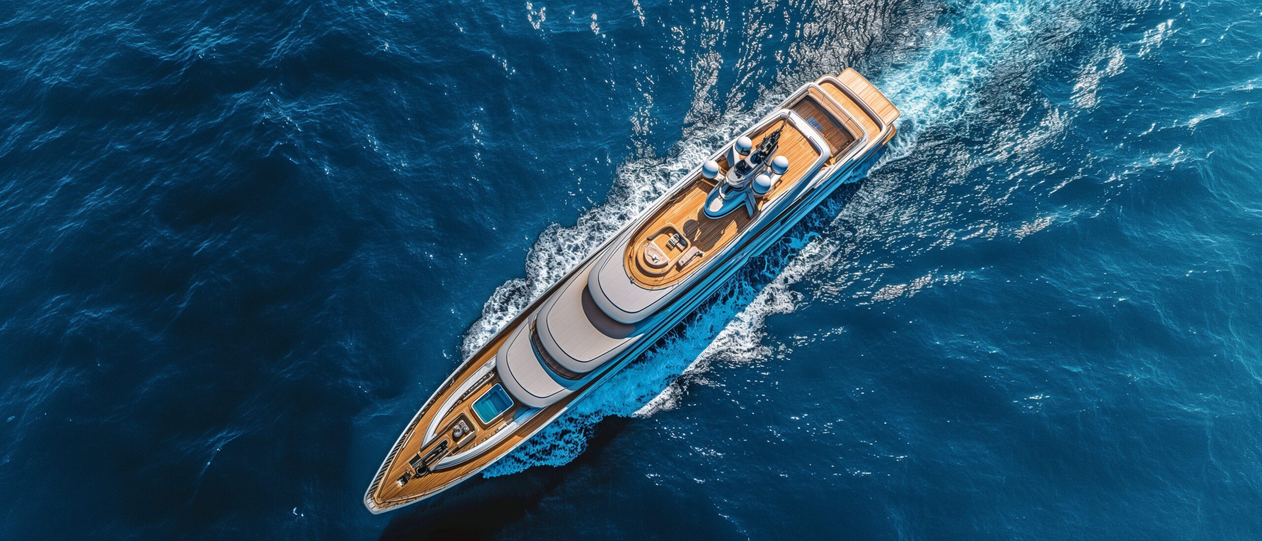 Giga yacht drone shot with a helipad